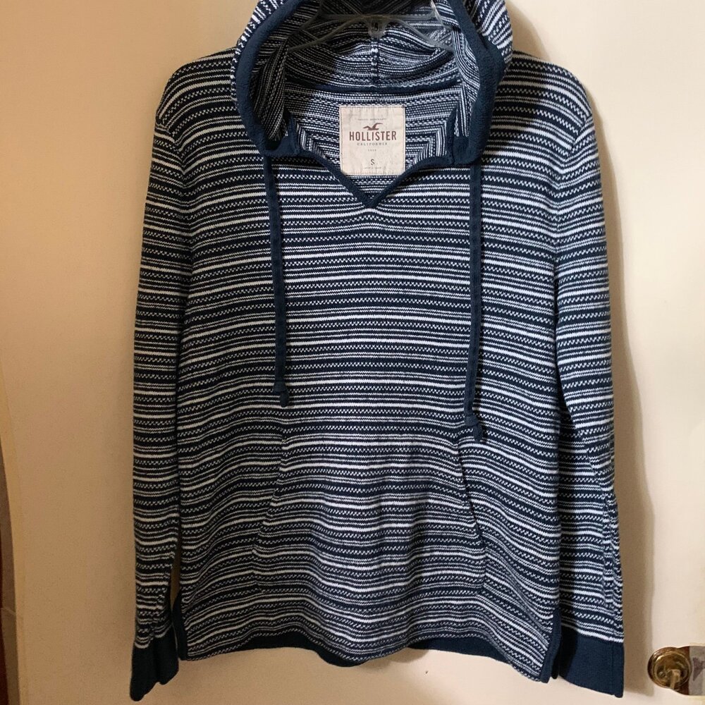 Hollister Pullover Hoodie S Knit Gray Womens Long Sleeve VNeck Lightweight